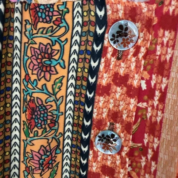 Farm Rio Mixed Scarves Midi Dress Size Small 100% Viscose Cut-Out Detail NWOT - Picture 7 of 12